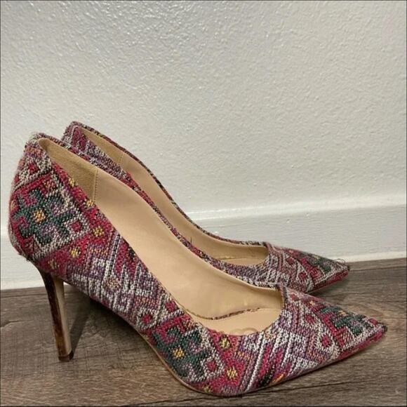 Sam Edelman Hazel Pump Pointed Toe Stiletto Heels Aztec Western Navajo Weave 7 - Picture 2 of 5